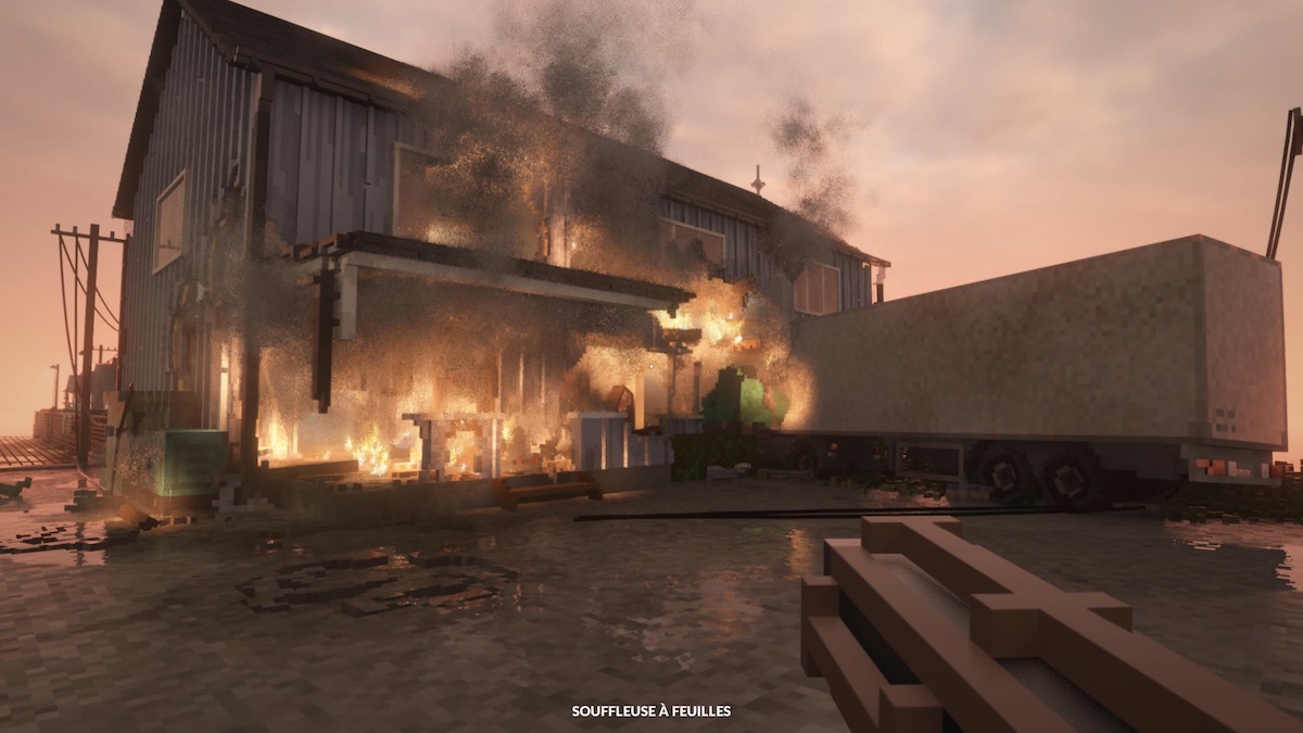 une explosion entre un camion et une maison dans Teardown